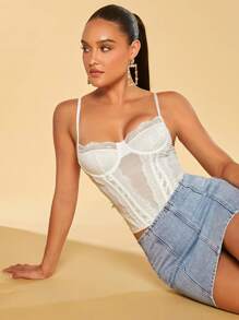 SHEIN BAE 素色後拉鏈牛仔半身裙 - 淺色水洗藍 - 查看 7