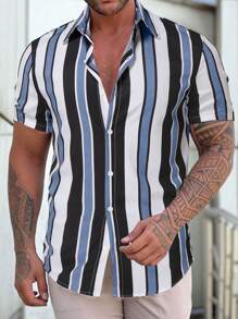 Manfinity Homme Men Striped Print Shirt - Multicolor - View 1