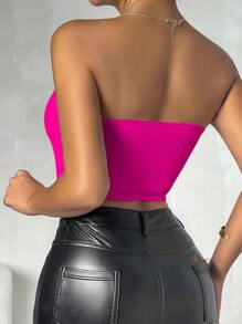 SHEIN Allurite Chất rắn Ống ngọn - Màu Hồng Tươi - Xem 2