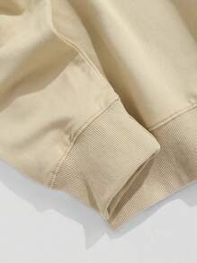 SHEIN LUNE Butterfly Print Thermal Lined Sweatshirt - Apricot - View 4