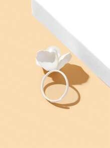 SHEIN Belle 花朵裝飾圓環 - 白色 - 查看 4