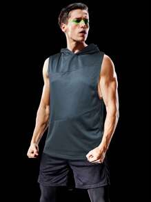 Manfinity Sport Corelite 男士素色連帽運動背心 - 深灰色 - 查看 1