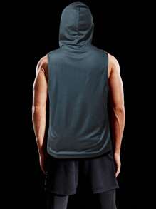 Manfinity Sport Corelite 男士素色連帽運動背心 - 深灰色 - 查看 2