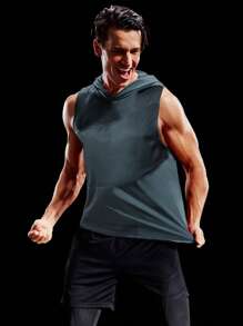 Manfinity Sport Corelite 男士素色連帽運動背心 - 深灰色 - 查看 3