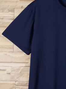 Men Letter Graphic Tee - Navy Blue - View 5