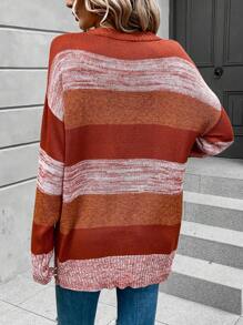 SHEIN LUNE Colour Block Drop Shoulder Pocket Patched Cardigan - Multicolor - View 2