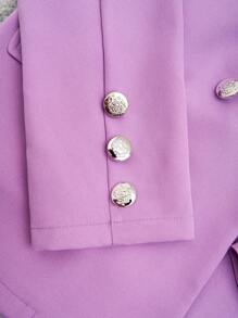 SHEIN Tween Girl Double Breasted Blazer & Flare Leg Pants With Cami Top - Multicolor - View 4