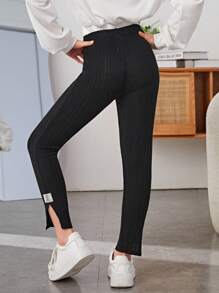 SHEIN Ragazza Tween Leggings toppa con lettera orlo a fessura