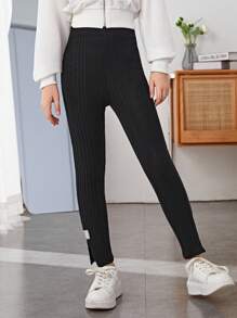 SHEIN Ragazza Tween Leggings toppa con lettera orlo a fessura