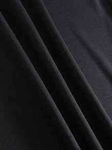 SHEIN EZwear 花和字母圖案T恤 - 黑色 - 查看 4