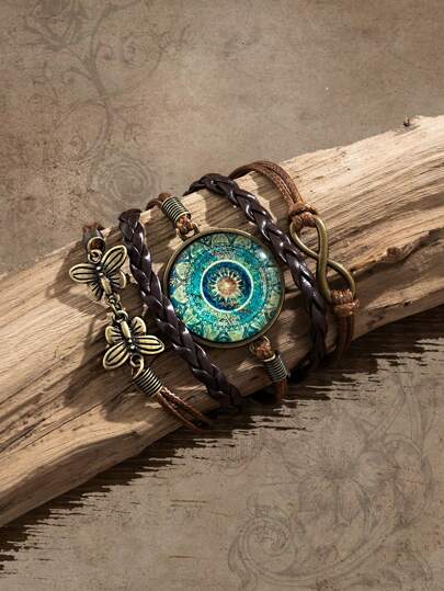 ROMWE Hippie 1pc Boho Butterfly Decor Layered Bracelet For Women For Daily Decoration