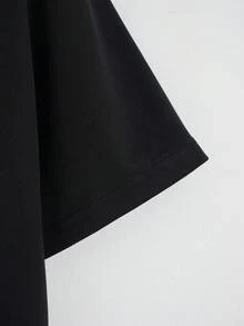 SHEIN EZwear Cartoon & Letter Graphic Crop Tee - Black - View 3