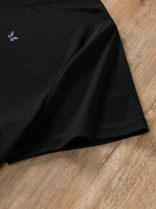 INAWLY Hơn Đồ họa chữ và hoa Áo thun - màu đen - Xem 3