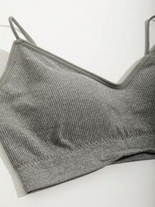 DAZY Solid Ribbed Knit Lingerie Set