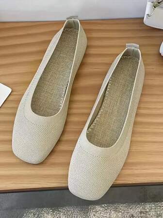 Damski Oddychająca Trykotowy Kwadratowe noski Wsuwane Płaskie buty