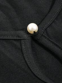 DAZY Đường viền lỗ khóa Đồ đan Ribbed Áo thun - màu đen - Xem 8