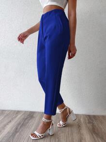 EURMUSE Pantalones de talle alto crop - azul real - Ver 3