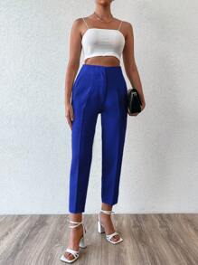 EURMUSE Pantalones de talle alto crop - azul real - Ver 4
