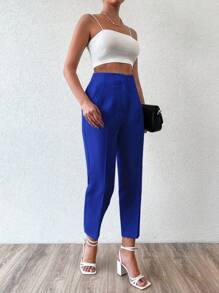 EURMUSE Pantalones de talle alto crop - azul real - Ver 5