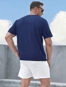 Manfinity 男士大碼T恤 - 藏蓝色 - 查看 2