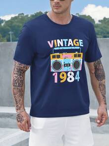 Manfinity 男士大碼T恤 - 藏蓝色 - 查看 3