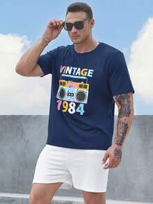 Manfinity 男士大碼T恤 - 藏蓝色 - 查看 4