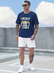 Manfinity 男士大碼T恤 - 藏蓝色 - 查看 5