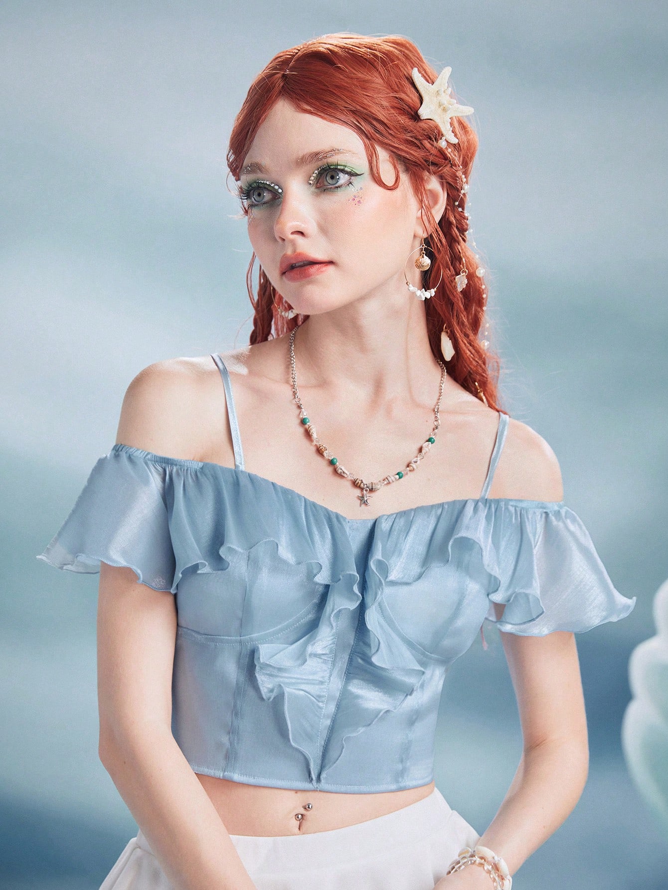 Elbow Sleeve Square Neck Frill Blouse | Metamorphose temps