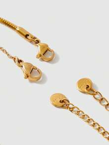 3pcs Kids Heart & Letter Decor Fashion Bracelet For Daily Decoration - Yellow Gold - View 6