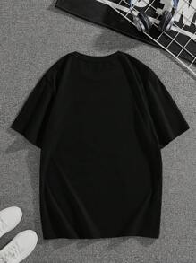 Men Bear & Slogan Graphic Tee - Black - View 2