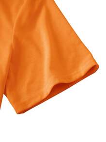 男士人物和字母圖案T恤 - 橘色 - 查看 3