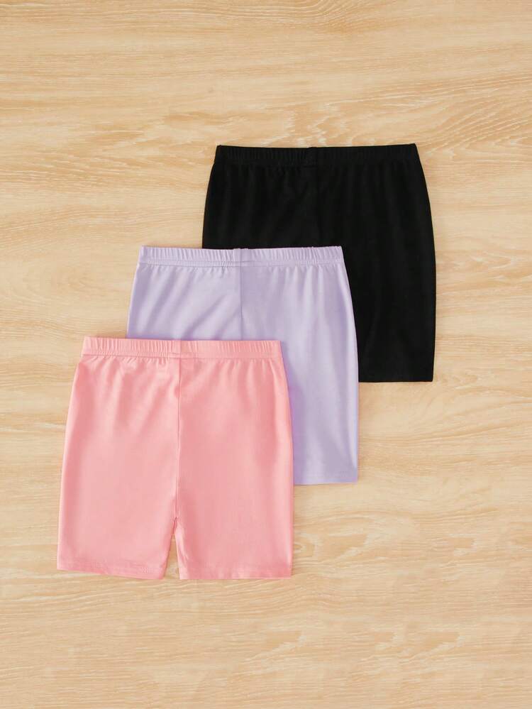 Young Girl 3pcs Heart & Letter Graphic Biker Shorts