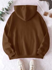 INAWLY Plus  Pocket Drawstring Thermal Lined Hoodie, For Winter Fall Autumn