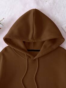 INAWLY Plus  Pocket Drawstring Thermal Lined Hoodie, For Winter Fall Autumn