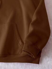 INAWLY Plus  Pocket Drawstring Thermal Lined Hoodie, For Winter Fall Autumn