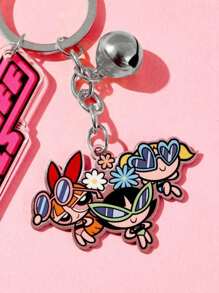 The Powerpuff Girls | ROMWE 1入組女士卡通人物吊墜可愛鑰匙圈 - 彩色 - 查看 2