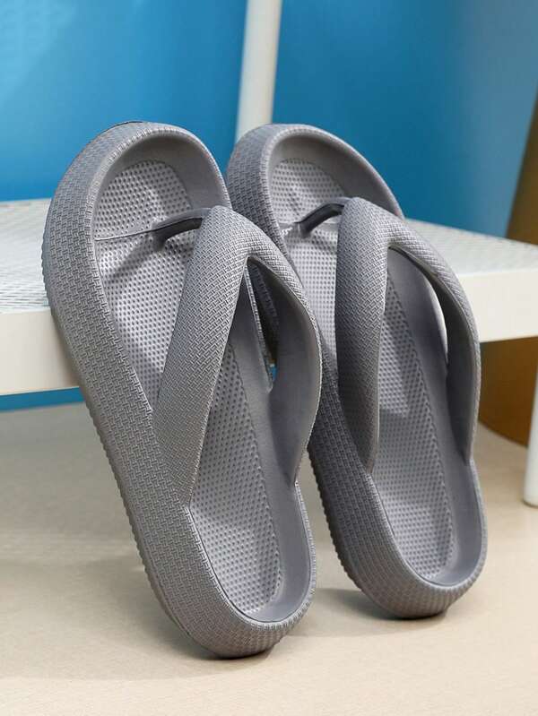 Fashionable Flip Flops For Women, Texture Embossed EVA Indoor Slippers