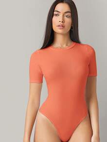 SHEIN BASICS 素色圓領連身背心 - 珊瑚橙 - 查看 2