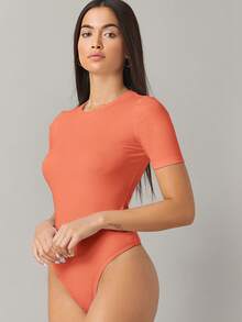 SHEIN BASICS 素色圓領連身背心 - 珊瑚橙 - 查看 4