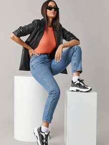 SHEIN BASICS 素色圓領連身背心 - 珊瑚橙 - 查看 7