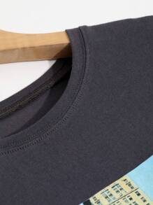 DAZY Car And Letter Graphic Drop Shoulder Tee WELCOME TO NEW YORK