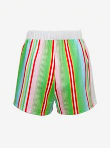 SHEIN Unity Striped Knot Waist Shorts - Multicolor - View 2