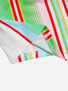 SHEIN Unity Striped Knot Waist Shorts - Multicolor - View 5