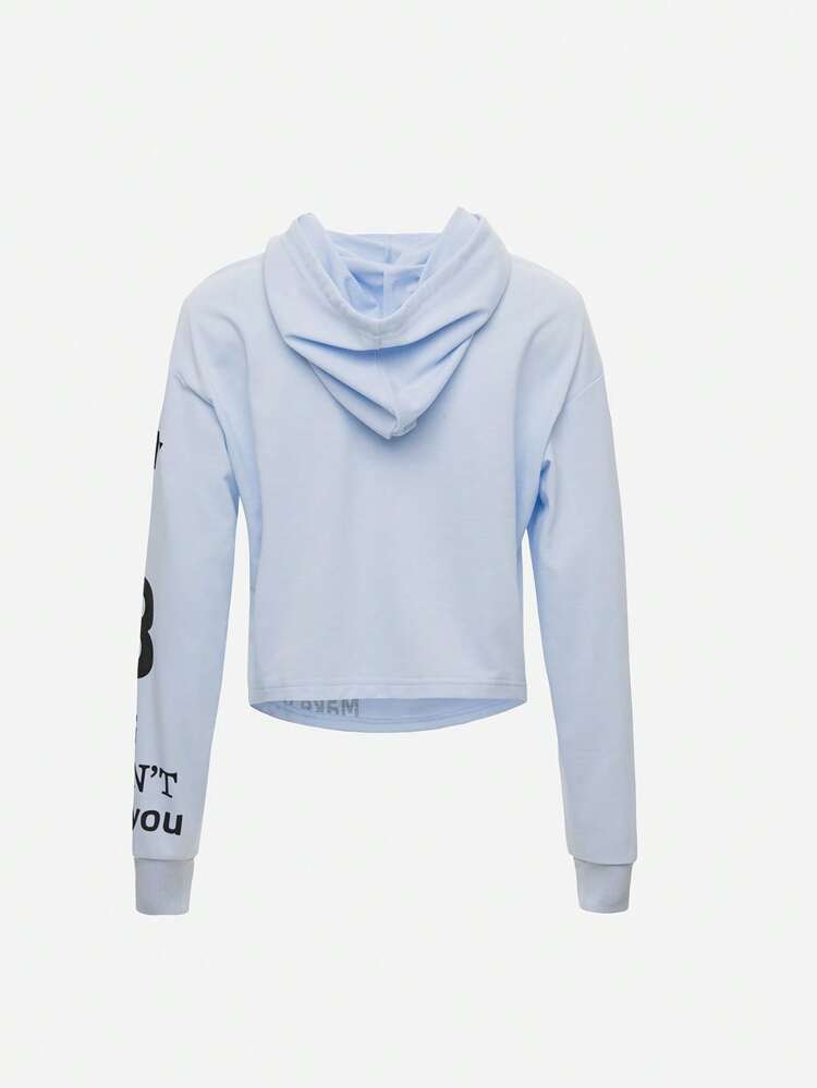 Letter Graphic Drop Shoulder Drawstring Hoodie Pullover Fall Sweatshirt