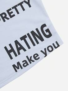 SHEIN Unity Letter Graphic Drop Shoulder Drawstring Hoodie Pullover Fall Sweatshirt - Baby Blue - View 4