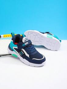 Boys Star & Letter Graphic Breathable Hook-and-loop Fastener Lace Up Running Shoes For Outdoor - Blue - View 3