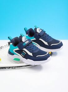 Boys Star & Letter Graphic Breathable Hook-and-loop Fastener Lace Up Running Shoes For Outdoor - Blue - View 5