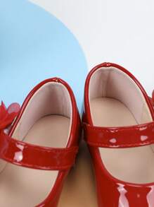 Baby Floral Appliques Decor Mary Jane Flats For Outdoor - Red - View 4
