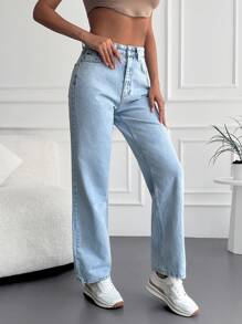 Cottnline Cao eo Quần legging thẳng - Rửa nhẹ - Xem 1
