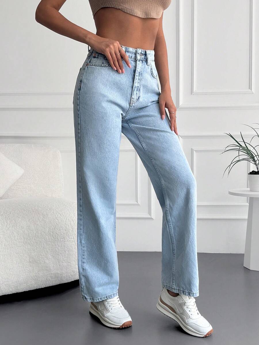 Cottnline Cao eo Quần legging thẳng - Rửa nhẹ - Xem 1